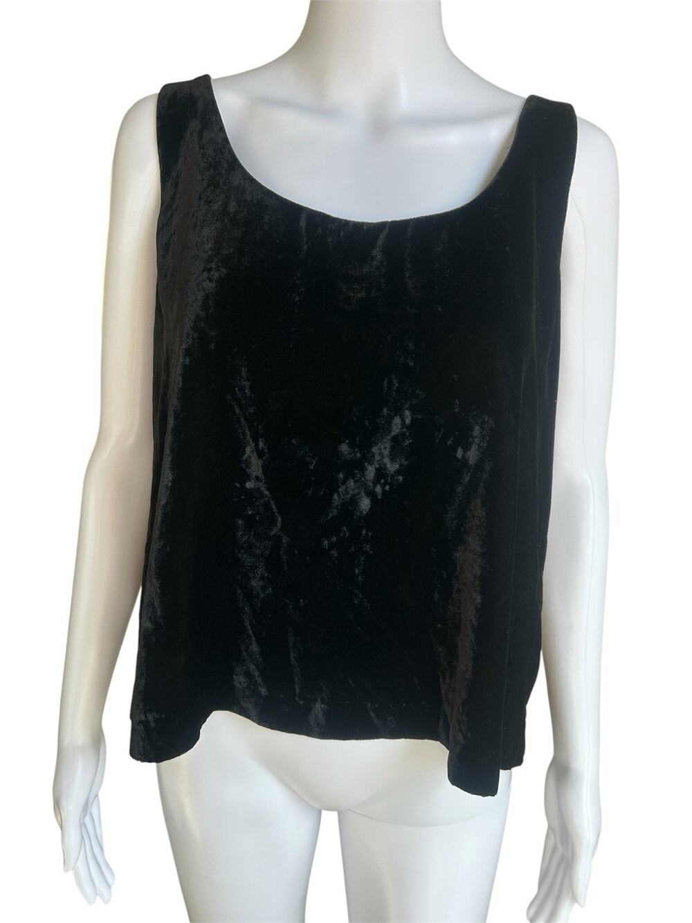 J Crew Black Velvet Tank Top 14 Womens Sleeveless Minimalist Holiday Party